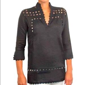 Gretchen Scott Design The Eloise Linen Cutout Tunic Top